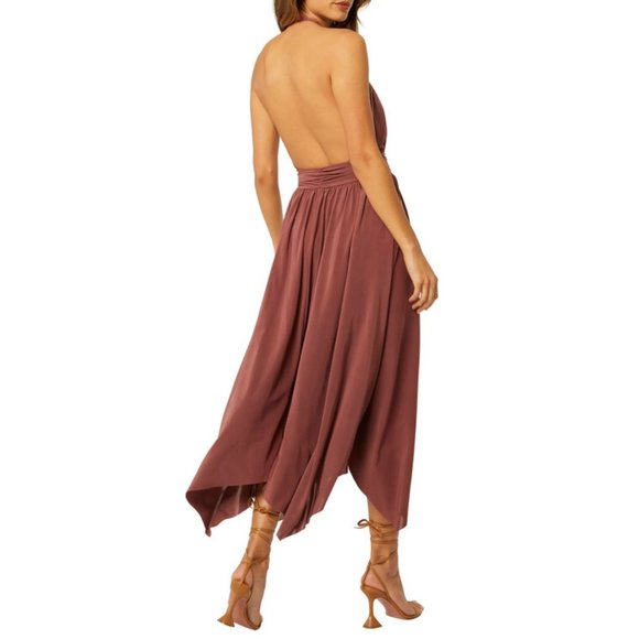 NEW MISA Los Angeles Size M, Carissa Halter Neck Cutout Handkerchief Hem Dress - Picture 2 of 4